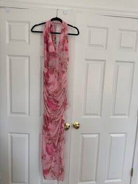 Peppermayo Pink Floral Halter Maxi Dress